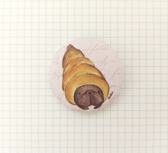 法國鬥牛犬系列徽章/別針-3.2cm-巧克力螺旋麵包(單顆) 第1張的照片
