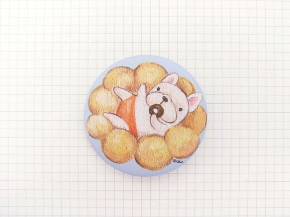 法國鬥牛犬系列徽章/別針-4.4cm-漂浮奶油波堤(單顆) 第1張的照片