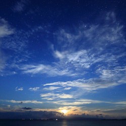 【額装写真】名蔵湾の月の入り 1枚目の画像