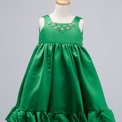 スクエア襟蓮の葉のスカートのウエストのドレス 1枚目の画像