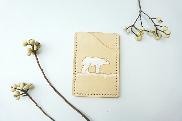 北極熊系列 真皮手刻卡片夾-想想 第1張的照片