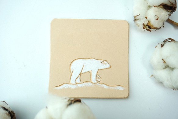 北極熊系列 真皮手刻杯墊-想想 第1張的照片
