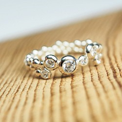 輕珠寶 系列—  夢幻  泡泡 戒指 (方晶鋯石款)  925銀 第1張的照片