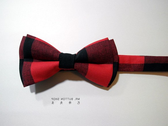 巴特先生-黑紅格紋領結-Bow ties-Classic-black and red 第1張的照片