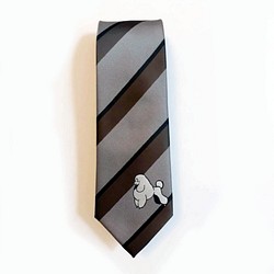 巴特先生-高雅貴賓犬設計款領帶-獨家設計-插畫-限量-Poodle dog-Neckties-咖 第1張的照片