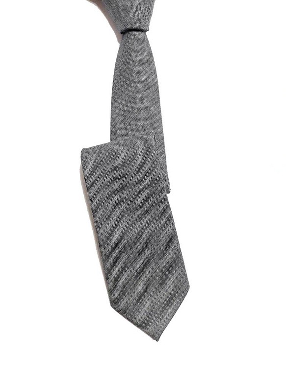 Mr. Bart-Herringbone Tie-Neckties-classic-Grey 1枚目の画像
