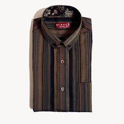 巴特先生-木質色 條紋 手工襯衫 Shirt 咖 第1張的照片