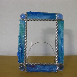 ステンドグラス　フォトスタンド（ブルー） 1枚目の画像