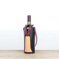 本革 ラグジュアリーレザー蓋付きワインボトルホルダー 1枚目の画像