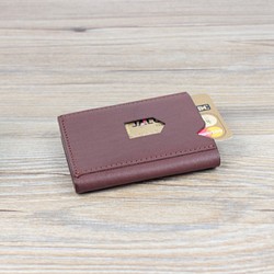 本革 キャッシュレス時代のコンパクト薄型財布 ☆Red☆ 1枚目の画像