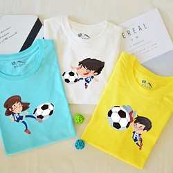 親子裝【足球俱樂部】短袖 純棉 T-shirt 插畫家手繪款 第1張的照片