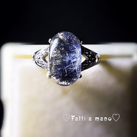 Soldイギリス発かなり入手困難 トップグレード デュモリチェライトインクォーツ リング 指輪 綺麗な氷にお花が咲いてる 1枚目の画像