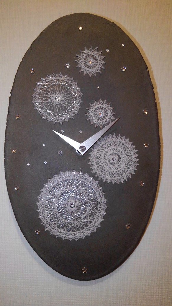 クリスタル陶時計【雪と星】 1枚目の画像