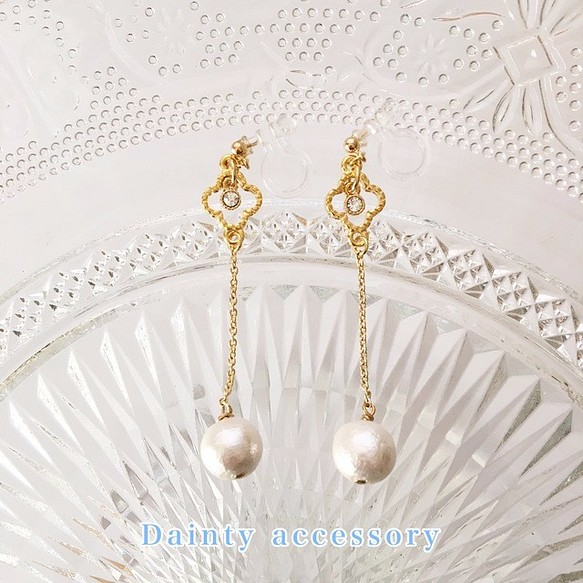 ◇195◇flower pearl earring／pierce 1枚目の画像