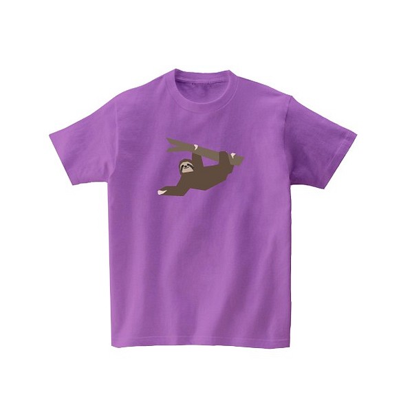 動物Tシャツ-なまけもの（ラベンダー） 1枚目の画像