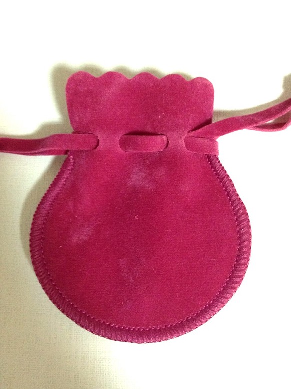 【SALE】ミニ巾着（選べるイニシャル付き）ジュエリーポーチ ピンク 1枚目の画像