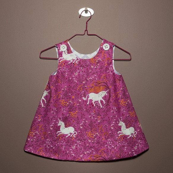 獨角獸森林 I (紫)–雙面洋裝 | Reversible Girls Dress -Unicorn Forest I 第1張的照片