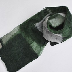 絲綢透明硬紗和毛氈攤位[格子/綠色] 第1張的照片