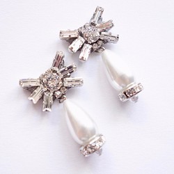 ♡♡為施華洛世奇珍珠首飾耳環絲帶婚禮 第1張的照片