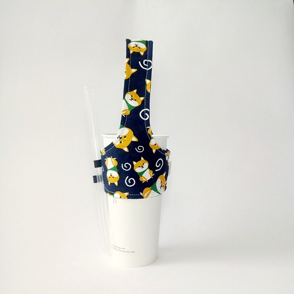 1987 Handmades 【柴柴樂園-藍】飲料杯套 環保杯套 第1張的照片