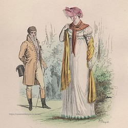 1800年代、フランス、ファッションプレート　銅版画 　フランス帝国時代、アンティークペーパー 1枚目の画像