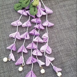 つまみ細工 藤の花 紫 1枚目の画像