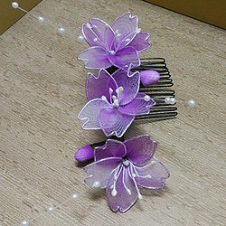 【絲襪花髮飾】櫻花-紫 第1張的照片
