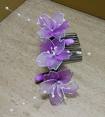 【絲襪花髮飾】櫻花-紫 第1張的照片