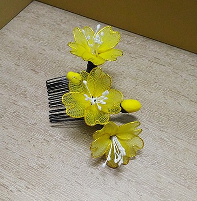 【絲襪花髮飾】櫻花-黃 第1張的照片