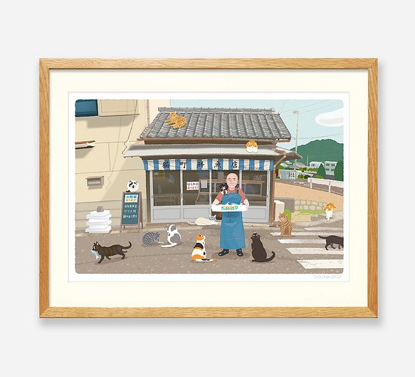 イラストフレーム（47.猫町の鮮魚店） | monsterdog.com.br