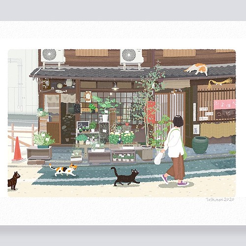 イラストフレーム 43 京都の花屋 イラスト もり としのり 通販 Creema クリーマ ハンドメイド 手作り クラフト作品の販売サイト
