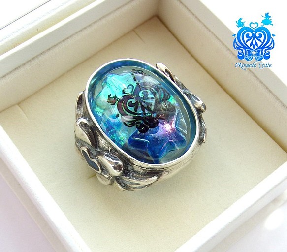 [純銀925製] 藍色星星 奇蹟魔幻俏皮設計戒指 （國際版） 第1張的照片