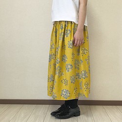 ラスト1枚＊紫陽花 マスタード の ギャザースカート 1枚目の画像