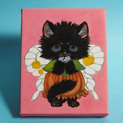 黒猫のクルミちゃんの蝶々の仮装（原画） 1枚目の画像