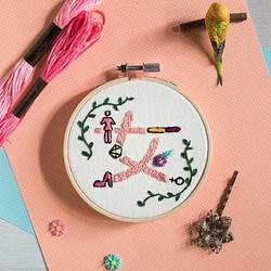 【設計字體】性別系列－女　原創設計手作刺繡框 第1張的照片