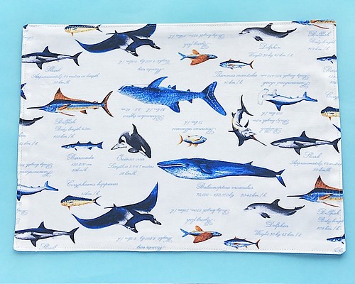 25×35 ランチョンマット 海の生き物 クジラ サメ 給食袋 あん かけ