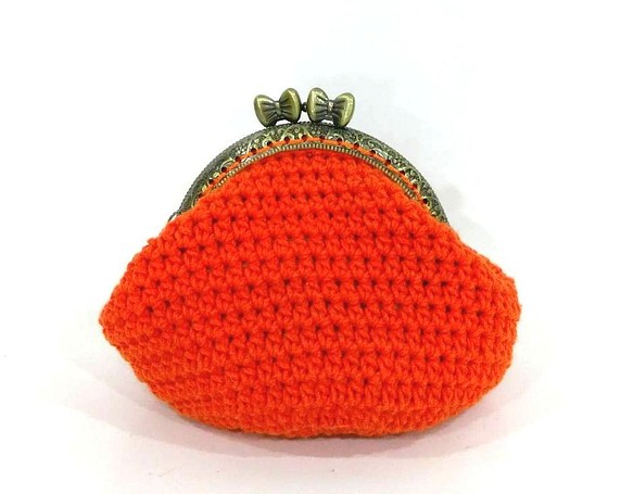 口金包-橘色棉線手工鉤織 第1張的照片