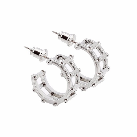 NEW NOISE 音樂飾品實驗所-小鼓骨架耳環(銀色) Drum earrings 第1張的照片