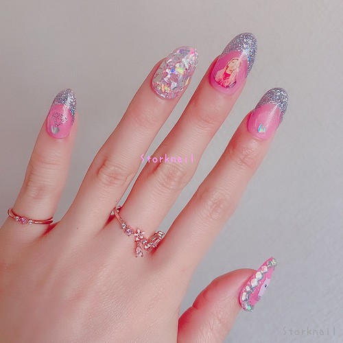 ネイルチップ シルバー が眩しい 猫 ちゃんの ゆめかわいい フレンチ ネイル ネイルチップ ネイルシール Nail Salon Storknail 通販 Creema クリーマ ハンドメイド 手作り クラフト作品の販売サイト