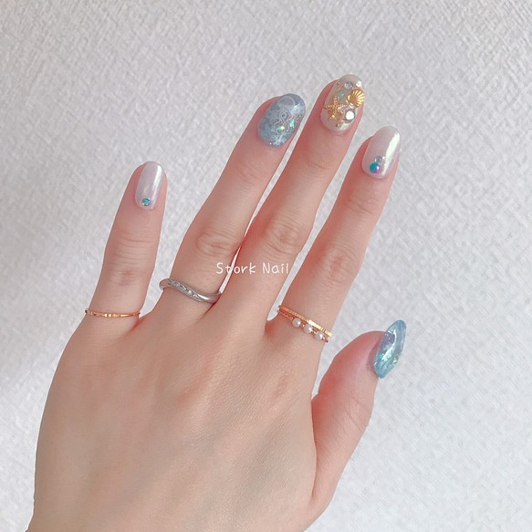 夏 の 海 の 海月 クラゲ の ネイルチップ ネイルチップ ネイルシール Storknail 通販 Creema クリーマ ハンドメイド 手作り クラフト作品の販売サイト