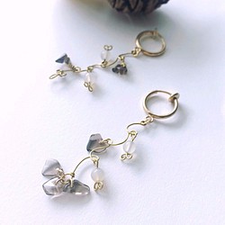 Winter Romantic Crystal long drop earrings｜Clip-on｜Quartz 1枚目の画像