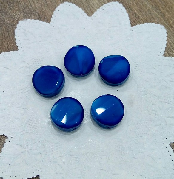 【手作狂想】半寶石/捷克珠類~~~ 14"水晶旋圓片(藏藍)/ 水晶 / 吊飾裝飾用途 第1張的照片