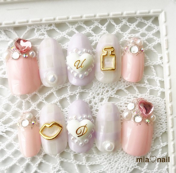 ゆめかわいい パステルカラーのハートネイル ネイルチップ ネイルシール Mia Nail 通販 Creema クリーマ ハンドメイド 手作り クラフト作品の販売サイト