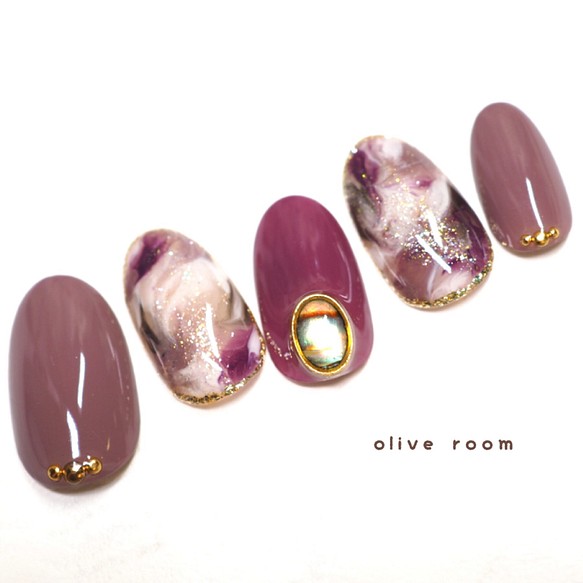 秋冬ネイル ニュアンスネイル マーブルネイル タイダイネイル パープル ネイルチップ ネイルシール Olive Room 通販 Creema クリーマ ハンドメイド 手作り クラフト作品の販売サイト