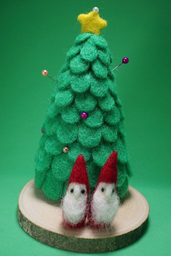 羊毛　クリスマスツリー　針山ツリー 1枚目の画像