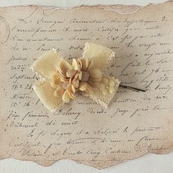 染め花のヘアピン(デイジー、ベージュ) 1枚目の画像