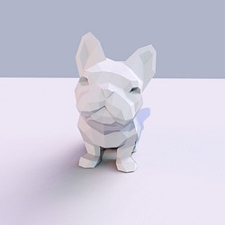 3D紙模型(紙雕, 紙藝) 好奇的法國鬥牛犬 DIY Kits 手作組合 第1張的照片