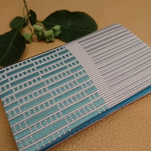 絹織物名刺・カード入れ 博多織（中ブルー） 名刺入れ・カードケース