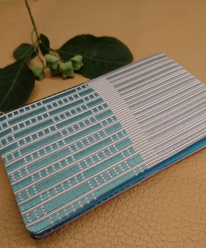 絹織物名刺・カード入れ  博多織（中ブルー） 1枚目の画像