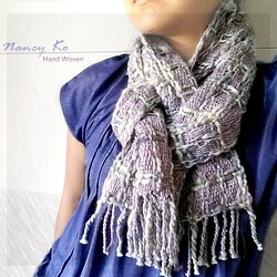 ナンシーコ〜手織りのスカーフ織り格子シリーズ - 紫の花の路地、レーン-A293 1枚目の画像